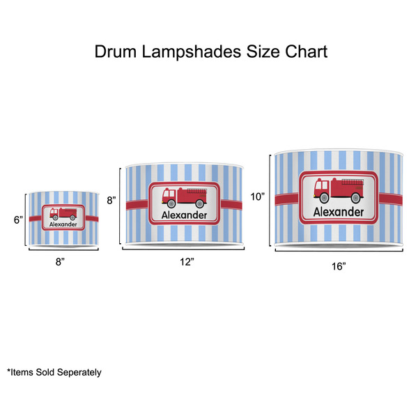 Firetruck Drum Lampshades - Sizing Chart