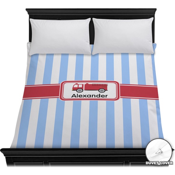 Custom Firetruck Duvet Cover - Full / Queen (Personalized)