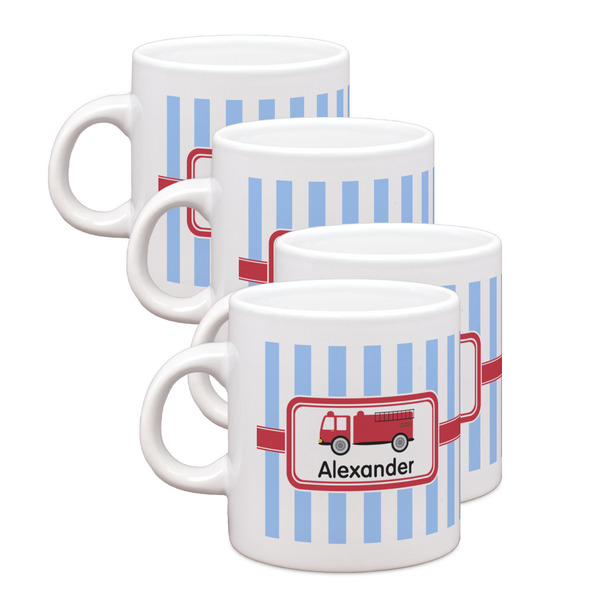 Custom Firetruck Single Shot Espresso Cups - Set of 4 (Personalized)