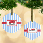 Firetruck Flat Glass Ornament w/ Name or Text