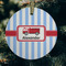 Firetruck Frosted Glass Ornament - Round (Lifestyle)