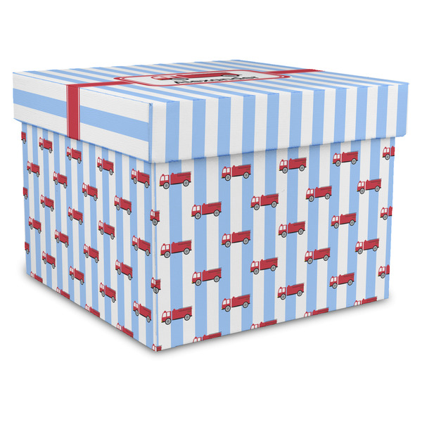 Custom Firetruck Gift Box with Lid - Canvas Wrapped - X-Large (Personalized)