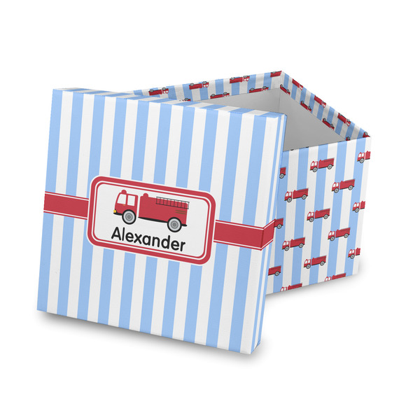 Custom Firetruck Gift Box with Lid - Canvas Wrapped (Personalized)