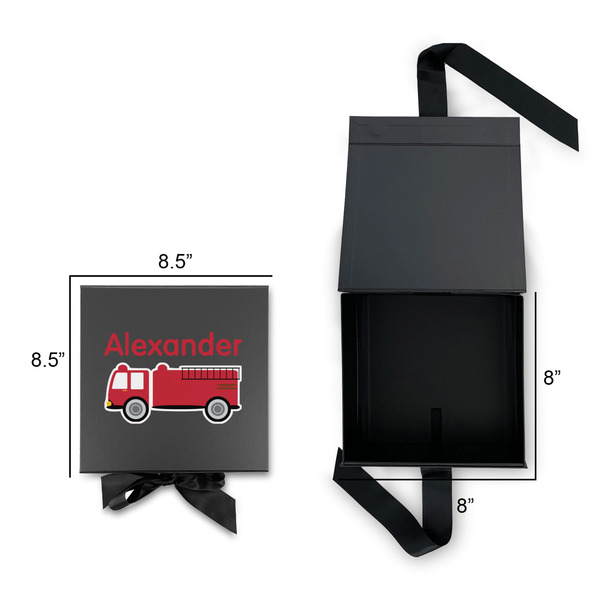 Firetruck Gift Boxes with Magnetic Lid - Black - Open & Closed