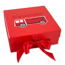 Firetruck Gift Box with Magnetic Lid - Red (Personalized)