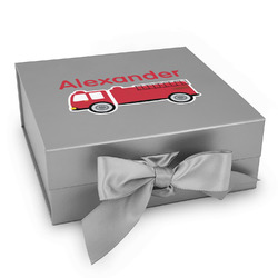 Firetruck Gift Box with Magnetic Lid - Silver (Personalized)