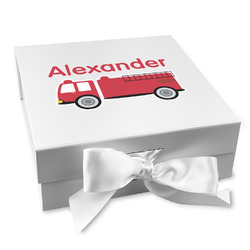 Firetruck Gift Box with Magnetic Lid - White (Personalized)