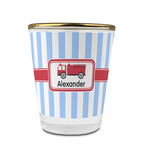 Firetruck Glass Shot Glass - 1.5 oz - with Gold Rim - Set of 4 (Personalized)
