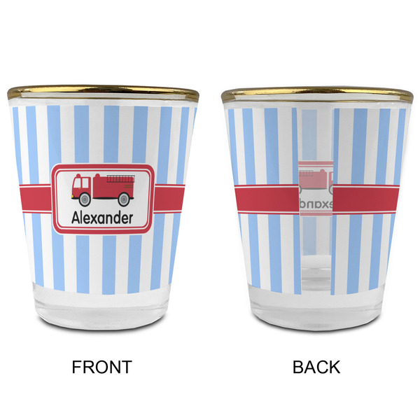 Firetruck Glass Shot Glass - with gold rim - APPROVAL