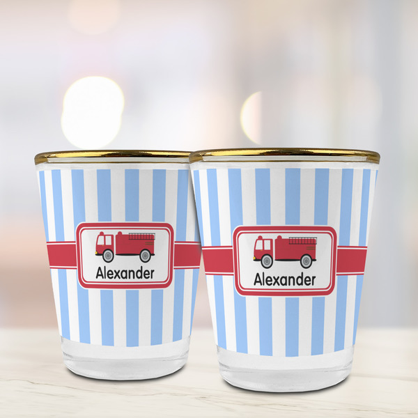 Firetruck Glass Shot Glass - with gold rim - LIFESTYLE