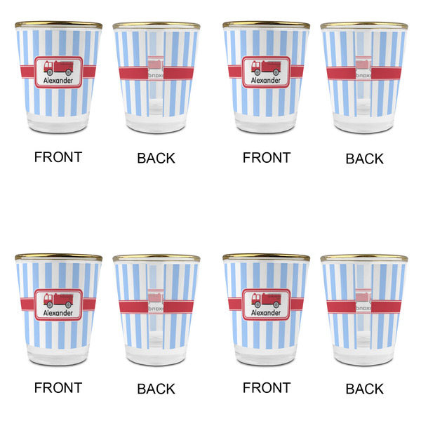 Firetruck Glass Shot Glass - with gold rim - Set of 4 - APPROVAL