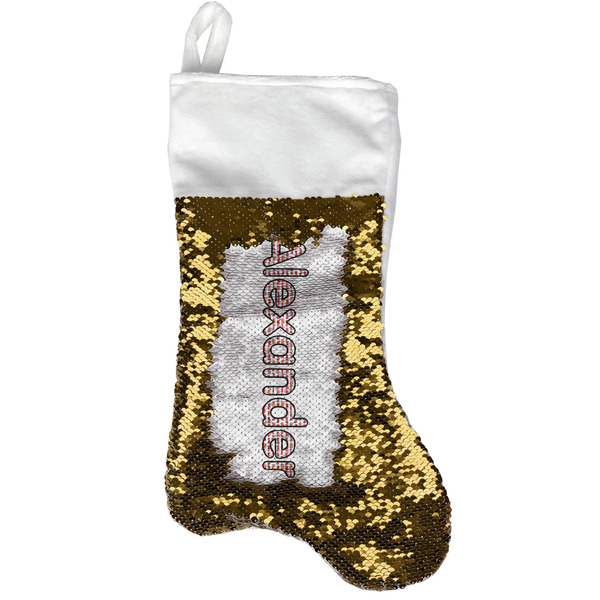 Firetruck Gold Sequin Stocking - Front