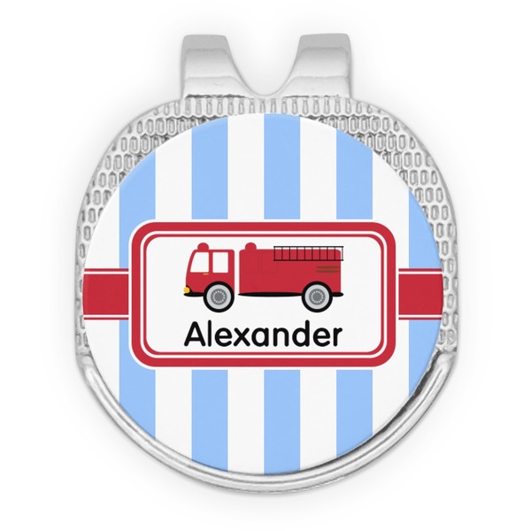Custom Firetruck Golf Ball Marker - Hat Clip - Silver