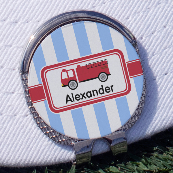 Firetruck Golf Ball Marker Hat Clip - Silver - Front