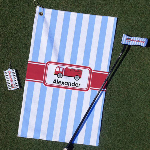 Custom Firetruck Golf Towel Gift Set (Personalized)