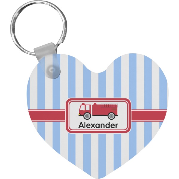Custom Firetruck Heart Plastic Keychain w/ Name or Text