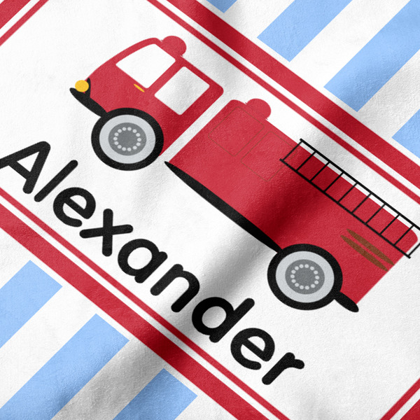 Firetruck Hooded Baby Towel- Detail Close Up