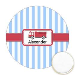 Firetruck Printed Cookie Topper - Round (Personalized)