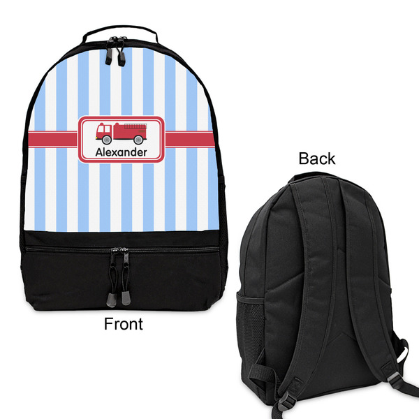Firetruck Large Backpack - Black - Front & Back View