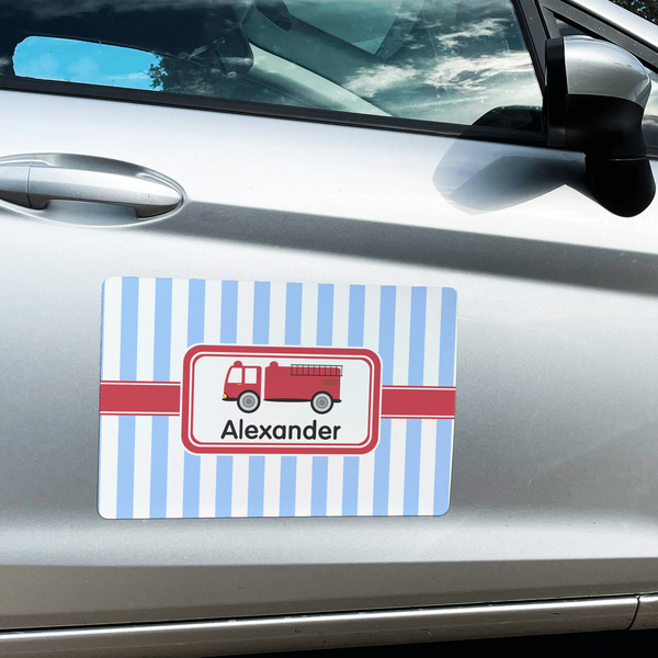 Firetruck Large Rectangle Car Magnets- In Context