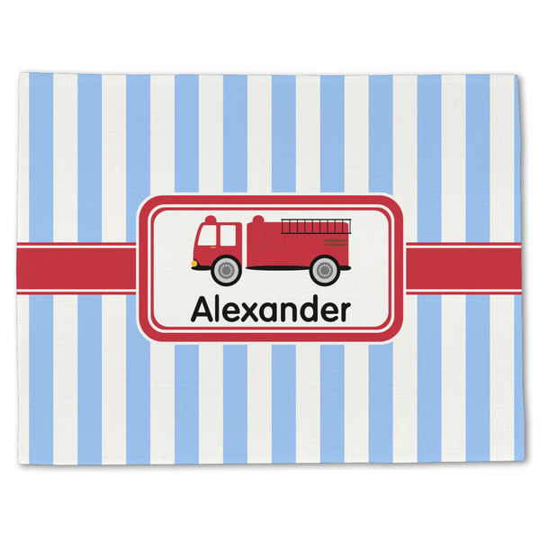 Custom Firetruck Single-Sided Linen Placemat - Single w/ Name or Text