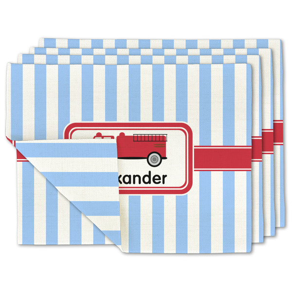Custom Firetruck Linen Placemat w/ Name or Text