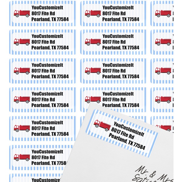 Firetruck Mailing Label on Envelope - Multiple Labels