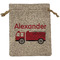 Firetruck Medium Burlap Gift Bag - Front (Personalized)