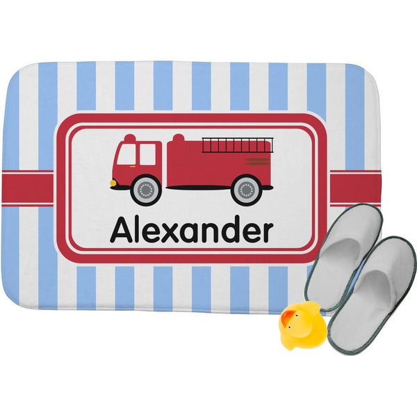 Custom Firetruck Memory Foam Bath Mat - 24"x17" (Personalized)