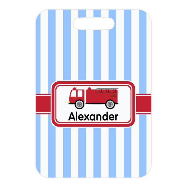 Firetruck Metal Luggage Tag - Front Without Strap