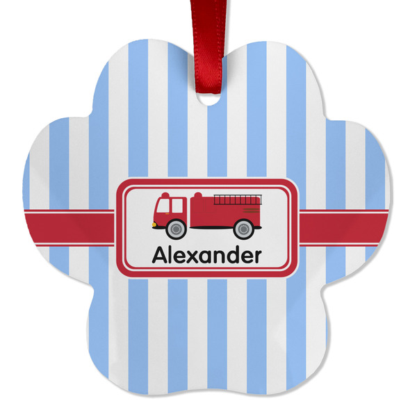 Firetruck Metal Paw Ornament - Front