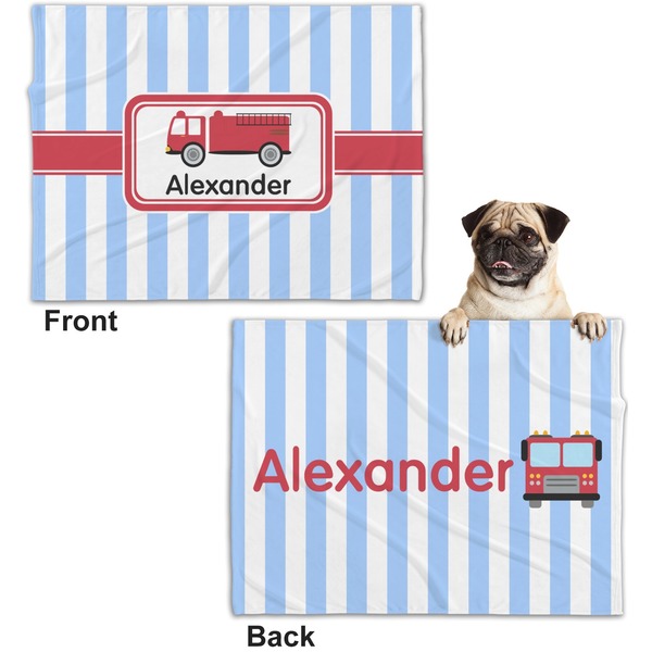 Firetruck Microfleece Dog Blanket - Regular - Front & Back