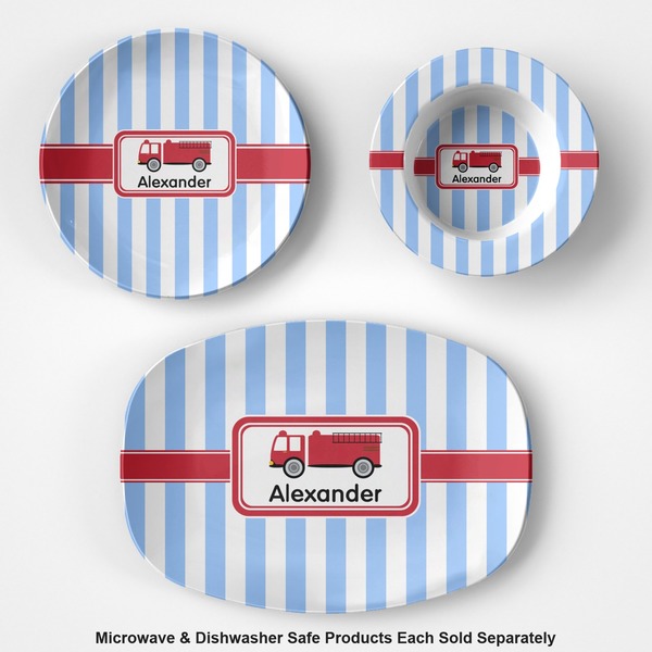 Firetruck Microwave & Dishwasher Safe CP Plastic Dishware - Group