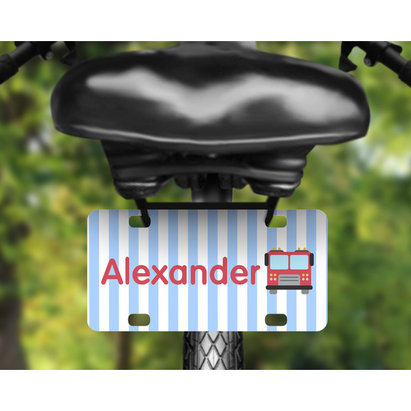 Firetruck Mini License Plate on Bicycle