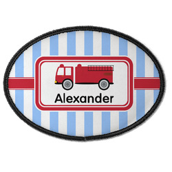 Firetruck Iron On Oval Patch w/ Name or Text