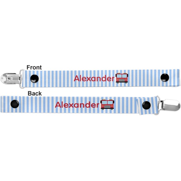 Firetruck Pacifier Clip - Front and Back