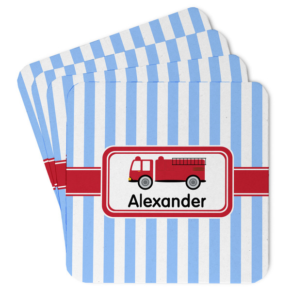 Custom Firetruck Paper Coasters w/ Name or Text
