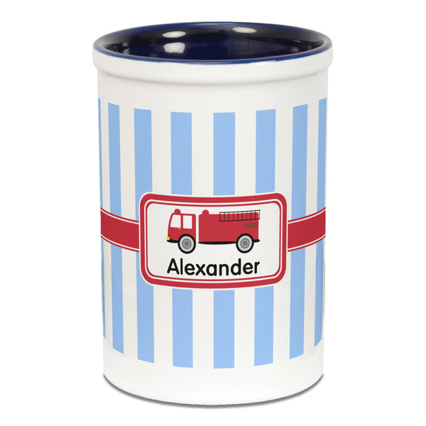 Firetruck Pencil Holder - Blue