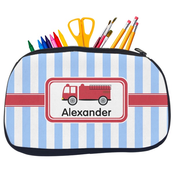 Custom Firetruck Neoprene Pencil Case - Medium w/ Name or Text