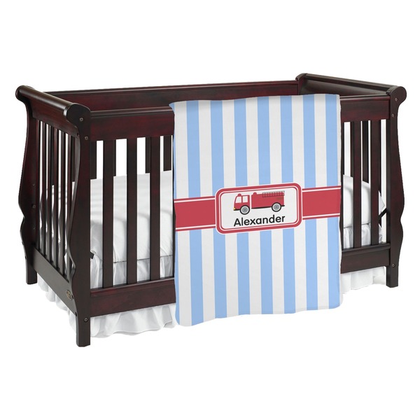 Custom Firetruck Baby Blanket (Single Sided) (Personalized)