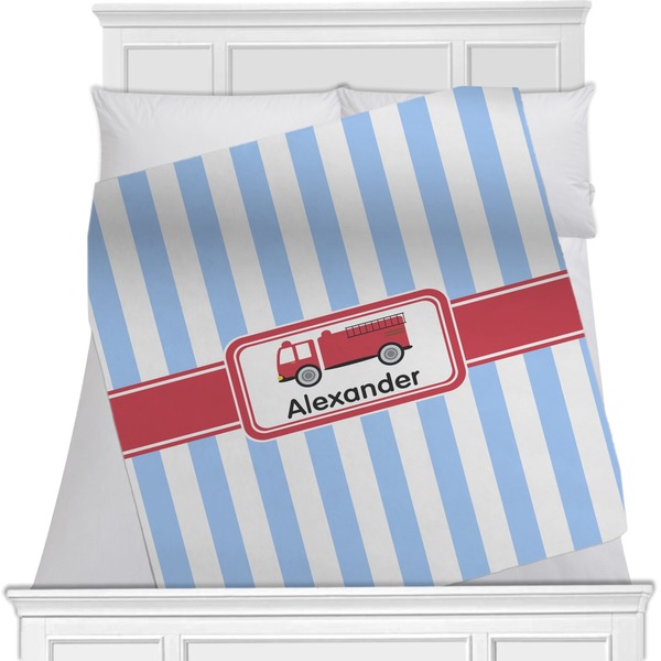 Custom Firetruck Minky Blanket - Twin / Full - 80"x60" - Double Sided (Personalized)