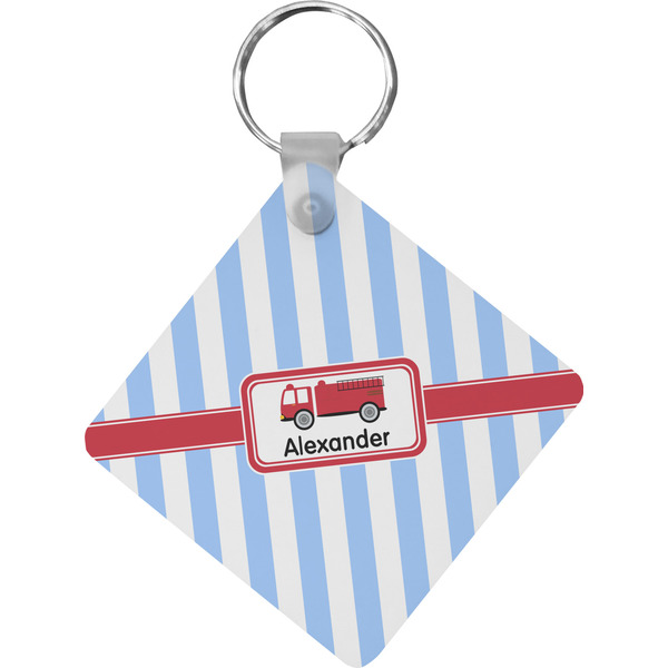 Custom Firetruck Diamond Plastic Keychain w/ Name or Text