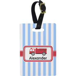 Firetruck Plastic Luggage Tag - Rectangular w/ Name or Text