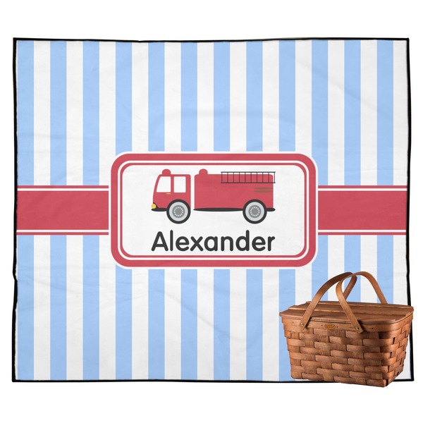 Custom Firetruck Outdoor Picnic Blanket (Personalized)