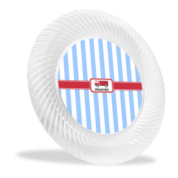 Custom Firetruck Plastic Party Dinner Plates - 10" (Personalized)