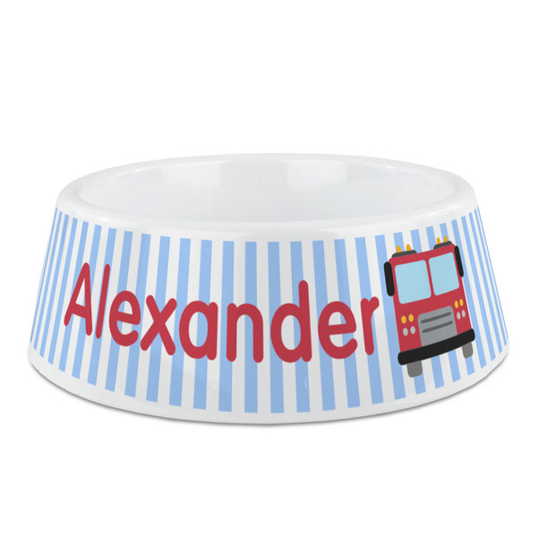 Custom Firetruck Plastic Dog Bowl - Medium (Personalized)