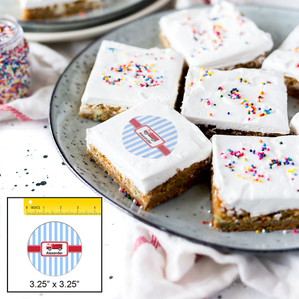 Firetruck Printed Icing Circle - Large - In Context