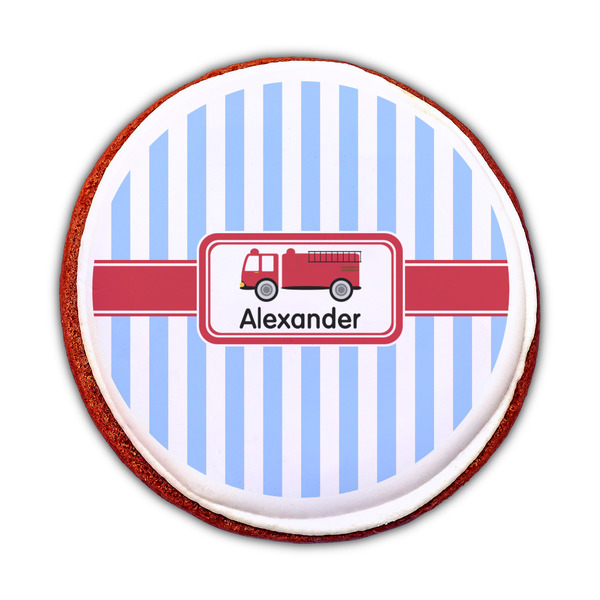 Firetruck Printed Icing Circle - Medium - On Cookie