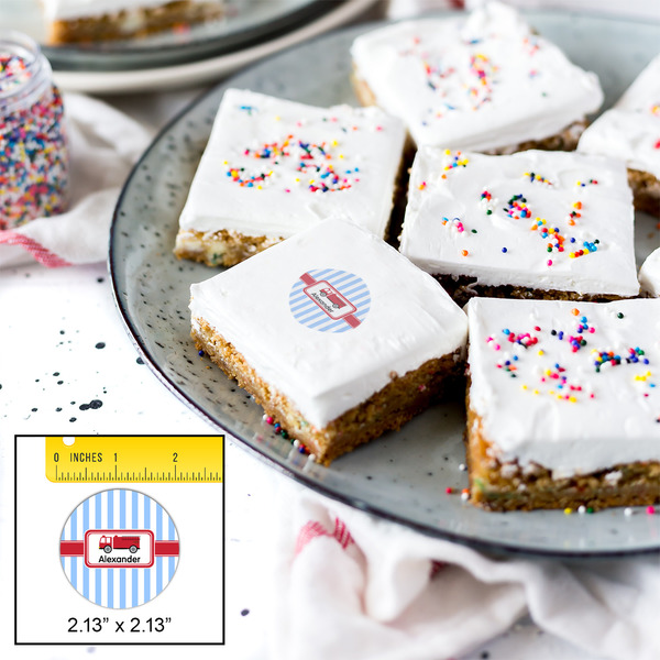 Firetruck Printed Icing Circle - Small - In Context