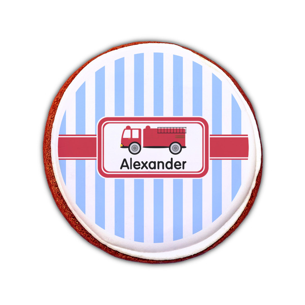 Firetruck Printed Icing Circle - Small - On Cookie